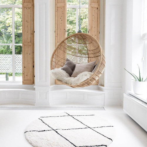 Interieur05 Berber Rond vloerkleed hoogpolig Wit/Zwart - scandinavisch - nea - 200 x 200 cm - vtwonen shop