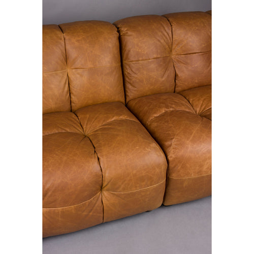 Dutchbone Hackman 3-zitsbank Leer Cognac Bruin - vtwonen shop