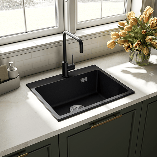 LOMAZOO spoelbak Thiago - opbouw - graniet - zwart - 55 x 45 cm