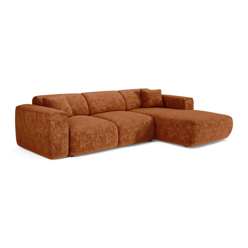 Sia Home - Hoekbanken YUMA - Fluweel met reliëf - Terracotta - 283cm