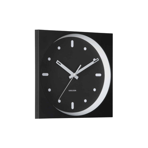 Karlsson wandklok Incesante Square - zwart - 25x25x25cm - Paddenstoellamp