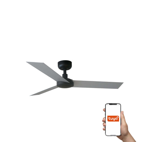 Faro Cruiser Kleine plafondventilator met 3 bladen, matzwart, aluminium Tuya Smart System