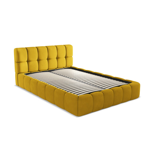 LaMiaSofa Bed met opbergruimte Roma - chenille stof - mosterd - 160x228x82