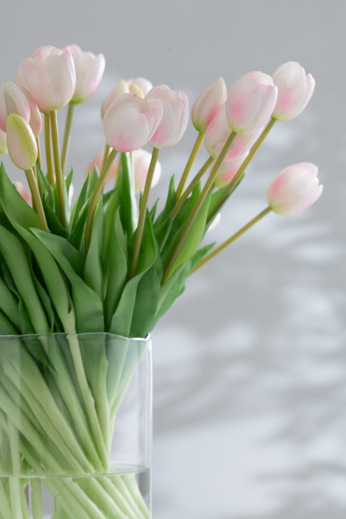 J-Line boeket Tulpen 7 stuks - kunststof - lichtroze - large