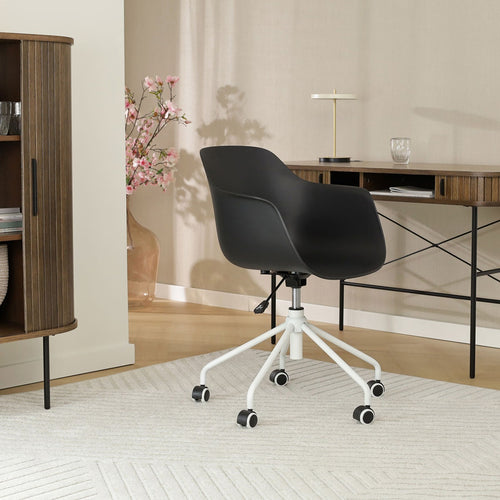 Nolon Nout-Puk Bureaustoel Zwart - met Armleuning - Wit Onderstel - vtwonen shop