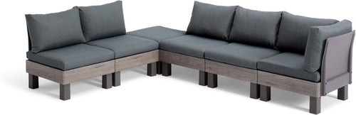 Keter Signature Elements Loungeset - 6 personen - met groene kussens - Cappuccino/Ashwood