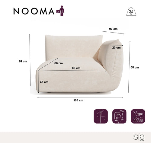 Sia Home - Rechthoekige hoekmodule NOOMA - chenillefluweel terracotta 108cm