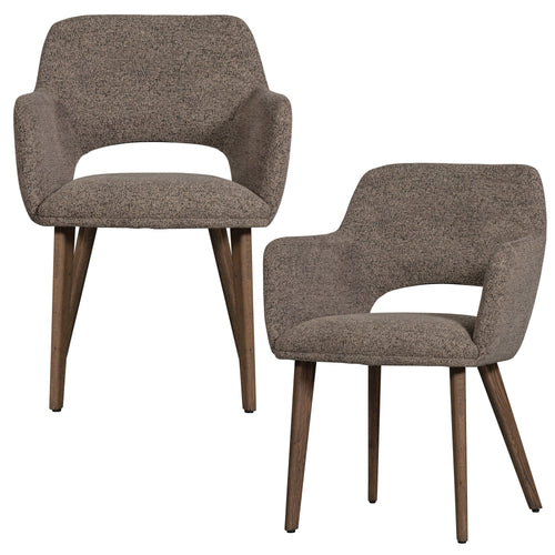 WOOOD eetkamerstoelen houten bruinen poot Murat - Taupe - Set van 2 - vtwonen shop