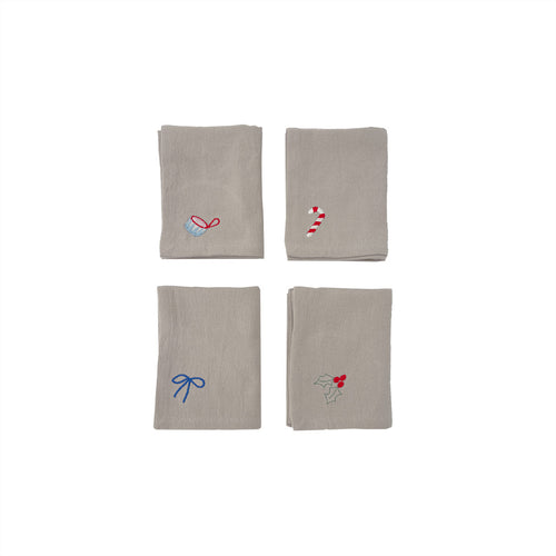 OYOY Kerstservetten set van 4 45 x 45 cm – Beige katoen