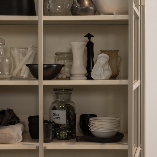 WOOOD 2-deurs vitrinekast XL Exhibit - Metaal - Zand - 200x99x44 - vtwonen shop