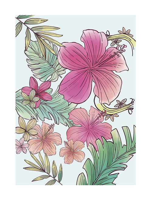 Komar poster bloemen roze en groen - 30 x 40 cm - 610089 - vtwonen shop