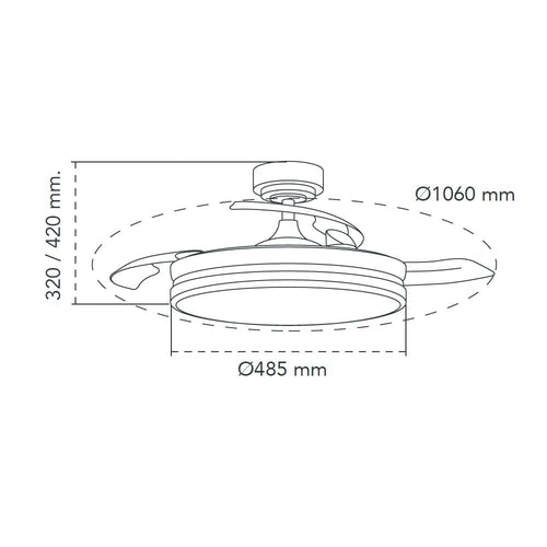 CristalRecord plafondventilator Moss - 1 lichts - 106  x 42   cm - zwart