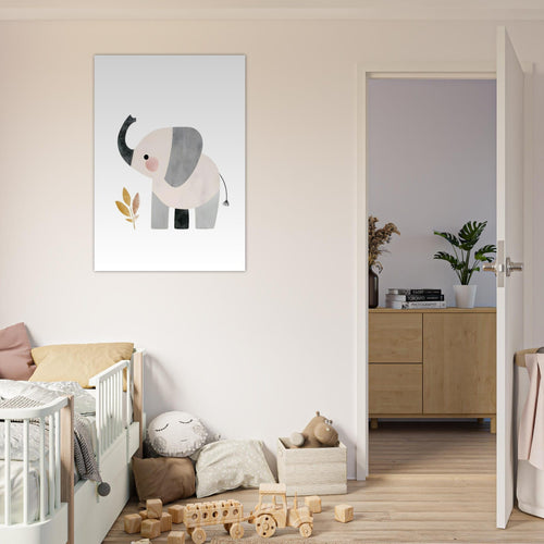 Artfulprints Poster Lieve olifant in aquarel   - 70x100 cm - Grijs