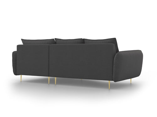 Cosmopolitan Design rechter hoekbank Vienna 5-zits, structurele stof, donkergrijs - 170x255x95cm