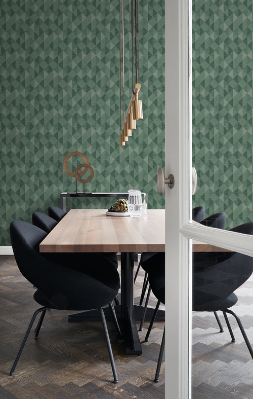 Origin Wallcoverings behang grasweefsel in grafisch 3D motief groen - 50 x 900 cm - 347885 - vtwonen shop