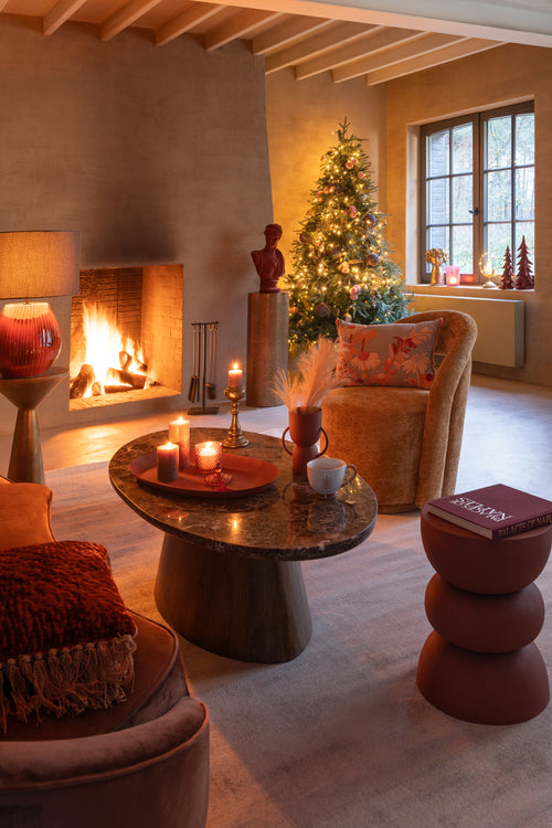 J-Line salontafel Ovaal - marmer/hout - bruin - vtwonen shop