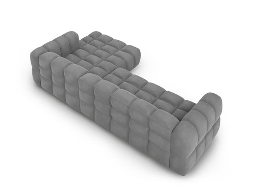 Cosmopolitan Design Modulaire hoekbank rechts Sky 4-zits, flueel, lichtgrijs - 162x300x70cm