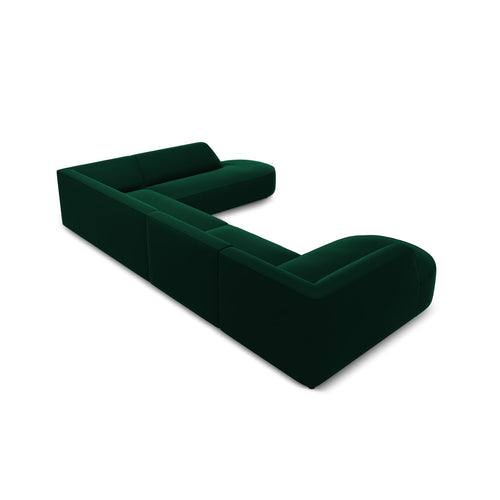 Cosmopolitan Design - Panoramische hoekbank Siena 7-zits, flueel flessengroen - 273x366x69cm