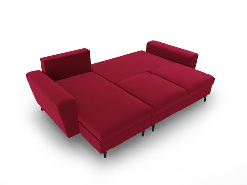 Cosmopolitan Design Omkeerbare converteerbare hoekbank met opbergdoos Kyoto 4-zits, flueel rood - 145x241x88cm