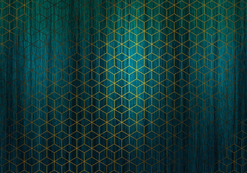 Sanders & Sanders fotobehang grafisch petrolblauw en goud - 400 x 280 cm - 611858