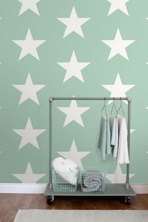 ESTAhome behang sterren mintgroen - 53 cm x 10.05 m - 128701
