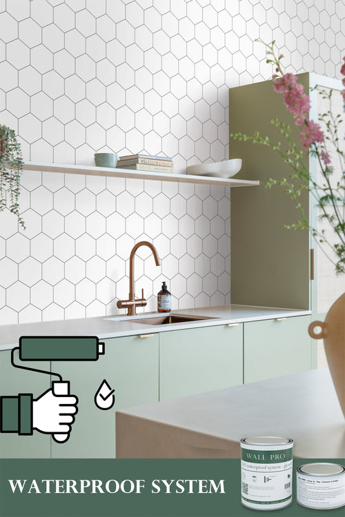 ESTAhome behang hexagon zwart wit - 53 cm x 10.05 m - 139311