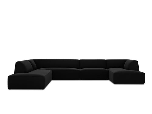 Micadoni Panoramische hoekbank links Ruby 7-zits, flueel, zwart - 273x366x69cm