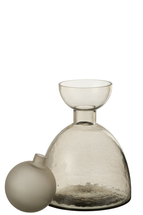 J-Line vaas Fles + Dop Yara - glas - grijs - small - Ø 20 cm