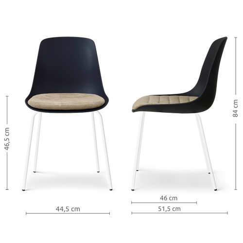 Nolon Nora-Liv eetkamerstoel zwart met nougatbruin zitkussen - wit onderstel - vtwonen shop