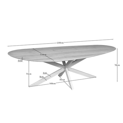 Starfurn Eettafel Cloud - Rechthoekig Zand/Eikenhout - 240x110x76cm