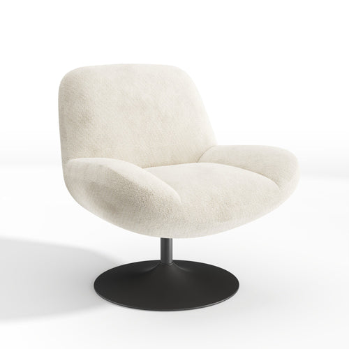 Premium Interiors - Draaistoel RETRO - krullend fluweel crème 71cm