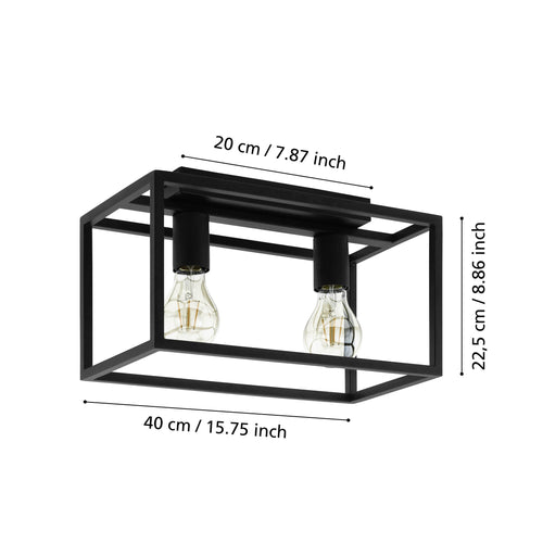 EGLO plafondlamp Eldrick - e27 - 40 cm - zwart
