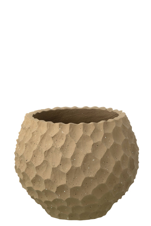 J-Line bloempot Inkepingen + Buiten zand - steen - taupe - small