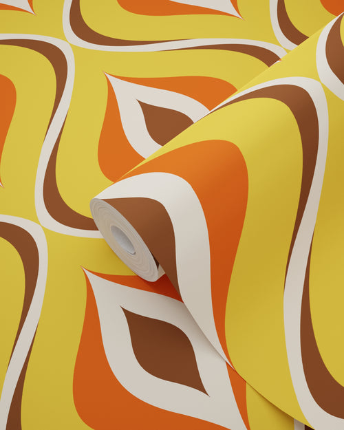 Sanders & Sanders behang retro ornamenten geel en oranje - 50 x 900 cm - 935405