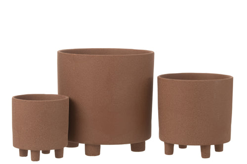 J-Line bloempot Thibault - keramiek - bruin - large - Ø 26.5 cm - vtwonen shop