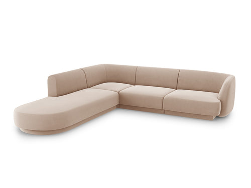 Micadoni linker hoekbank Miley 6-zits, flueel, cappuccino - 248x255x70cm