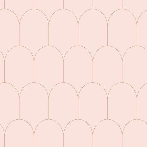 ESTAhome behang art deco motief zacht roze en goud - 53 cm x 10.05 m - 139201