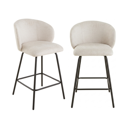 Calicosy - SORREL Set van 2 barkrukken - Beige - 50x53x89 cm