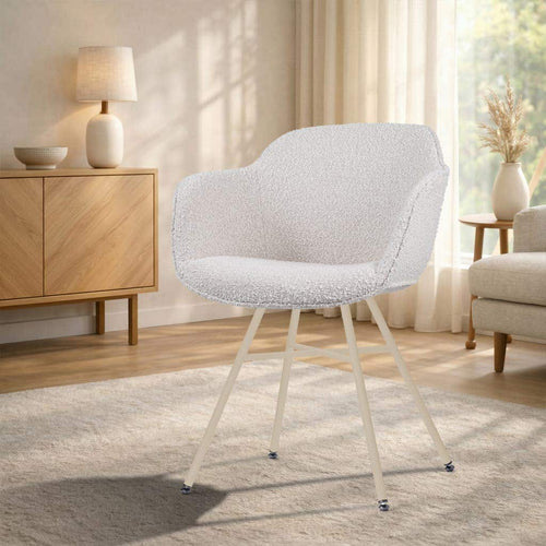 Nolon Noa-Mae eetkamerstoel bouclé beige - beige onderstel