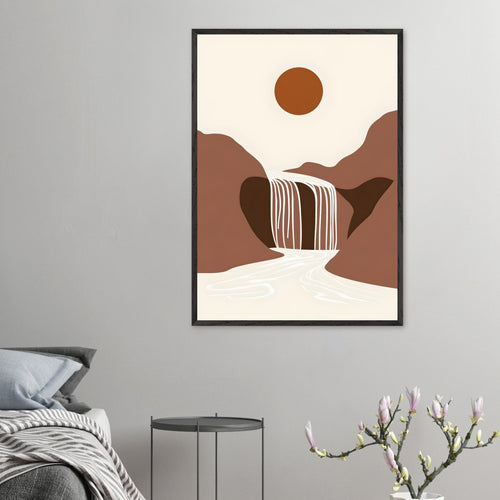 Artfulprints Poster Boho – Warm waterfall   - A4 21x29.7 cm - Bruin