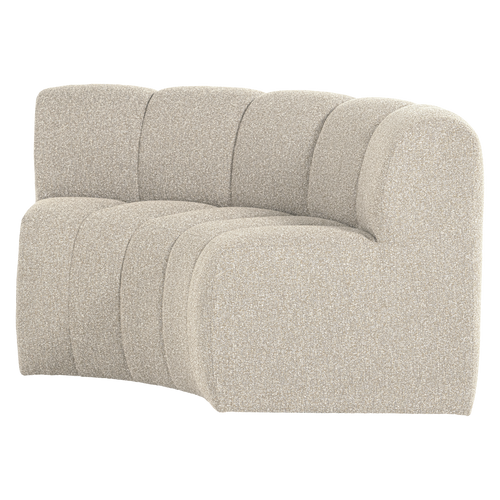 WOOOD eetbank halfronde hoek rugleuning Mojo - Bouclé - Beige - 83x152x74