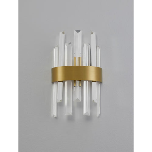 Merano Kimberley Wandlamp Satijn Goud Metaal Helder Kristal (7 stuks) LED G9