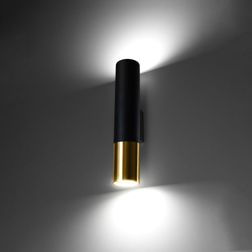 Sollux Lighting Wandlamp LOOPEZ zwart/goud - 6x8x29cm