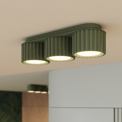 Sollux Lighting Plafondlamp AURA 3 olijfgroen Gx53 - 32,5x10x8cm