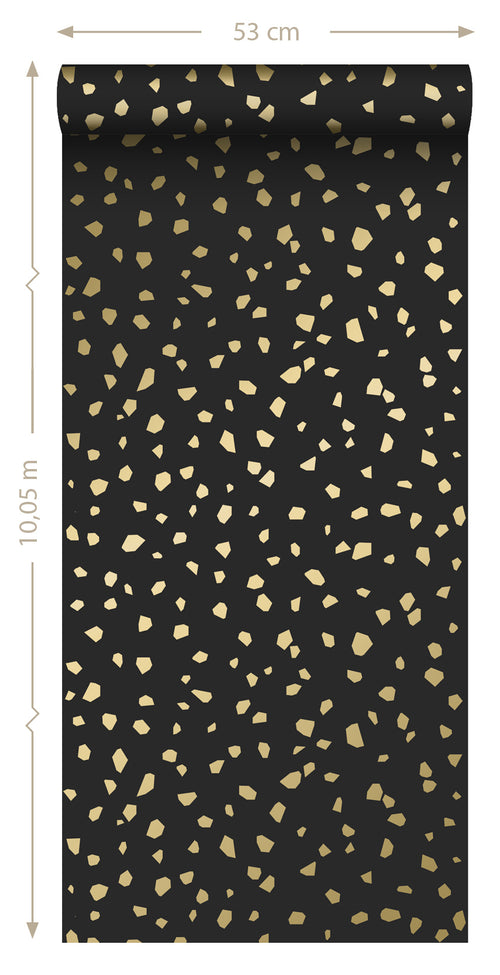 ESTAhome behang terrazzo zwart en goud - 0,53 x 10,05 m - 139134 - vtwonen shop