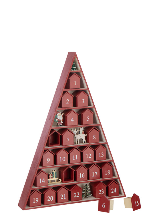J-Line decoratie Boom Adventskalender - multiplex - rood - vtwonen shop