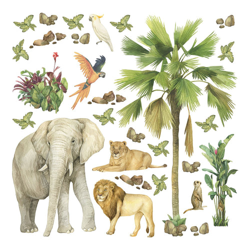 Sanders & Sanders muursticker jungle dieren groen - 30 x 30 cm - 601331