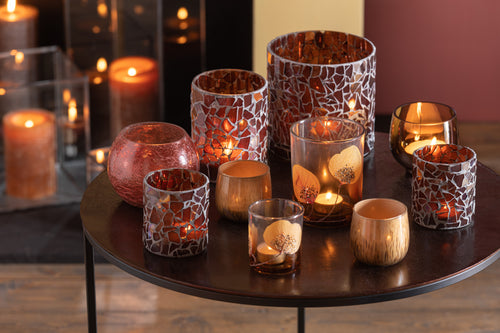 J-Line windlicht Mozaiek - glas - bruin - medium - vtwonen shop