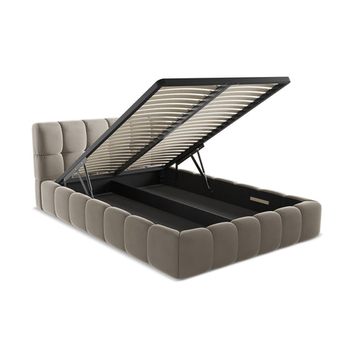 LaMiaSofa Bed met opbergruimte Roma - velours - taupe - 160x228x82