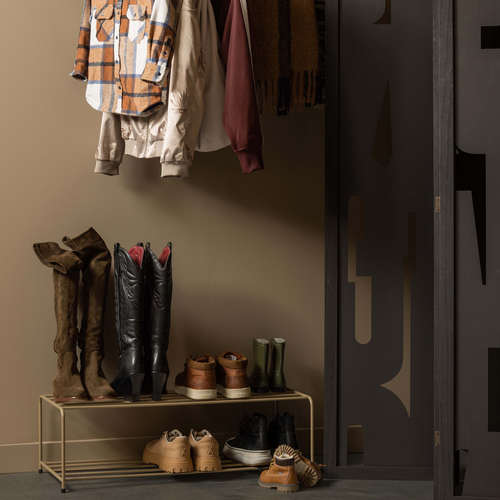 WOOOD schoenenrek Josse - Metaal - Militair Bruin - 25x80x33 - vtwonen shop